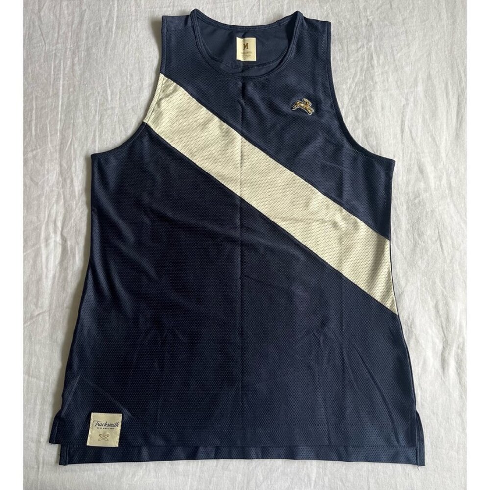 NWOT Tracksmith Van Cortlandt Singlet Navy/White Sash M